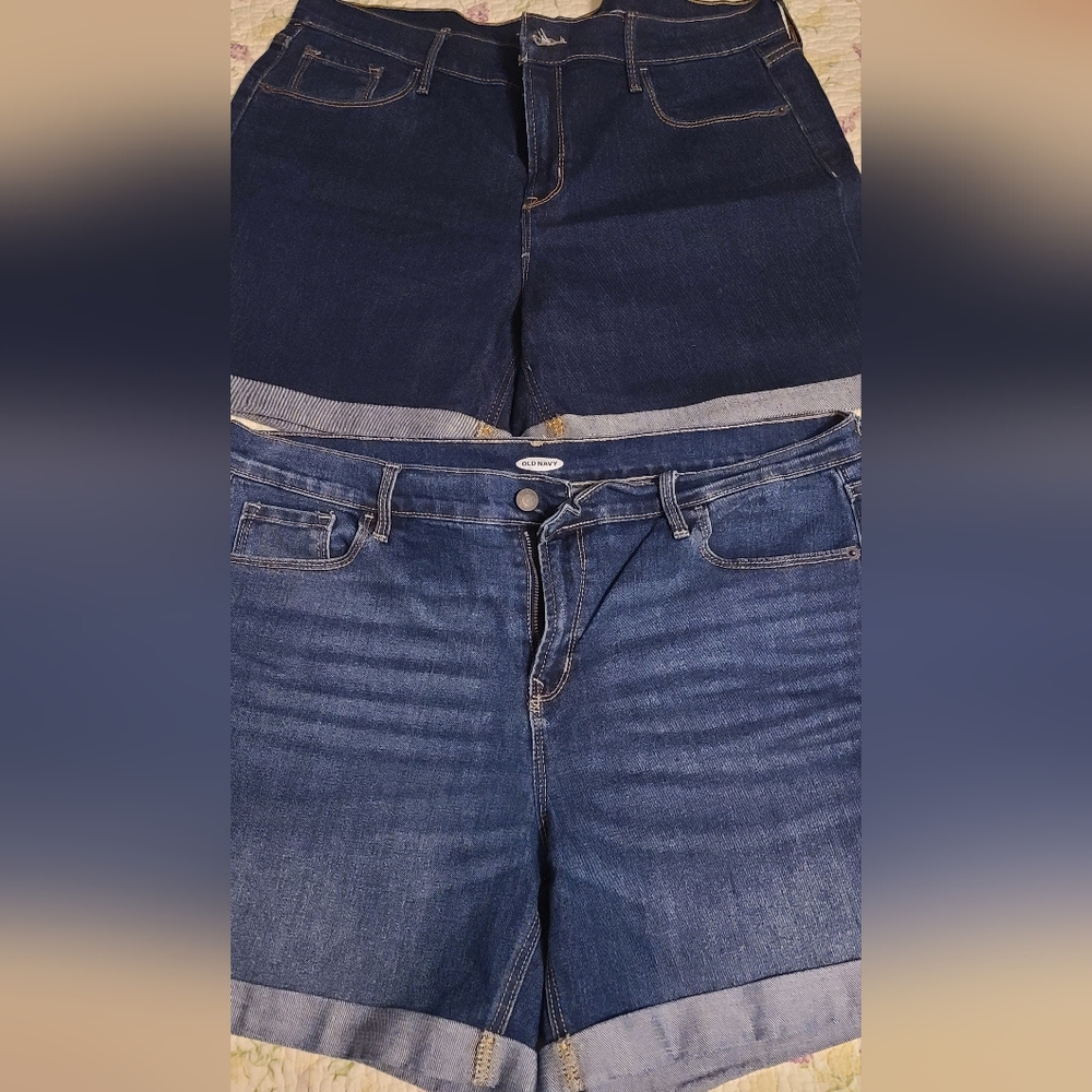 Old Navy Classic Blue Denim Shorts 2 Pairs Different Color
